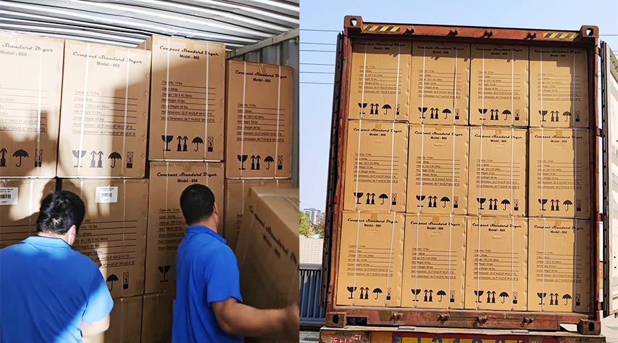 客戶Equator滾筒衣服烘干機(jī)快速裝柜完畢  蓄勢(shì)待發(fā)！